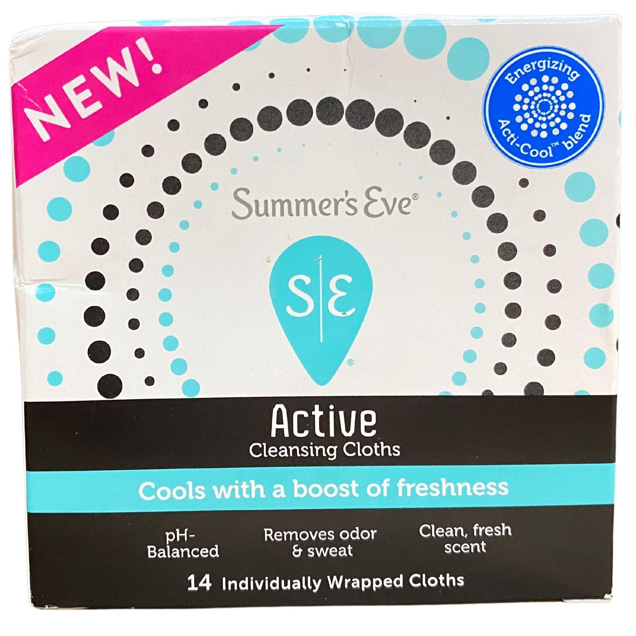 Summer's Eve Active Cleansing Cloths for Women - 50 Count Pack | pH-Balanced Feminine Wipes for Freshness & Odor Control | Perfect for Travel, Gym & On-The-Go Hygiene