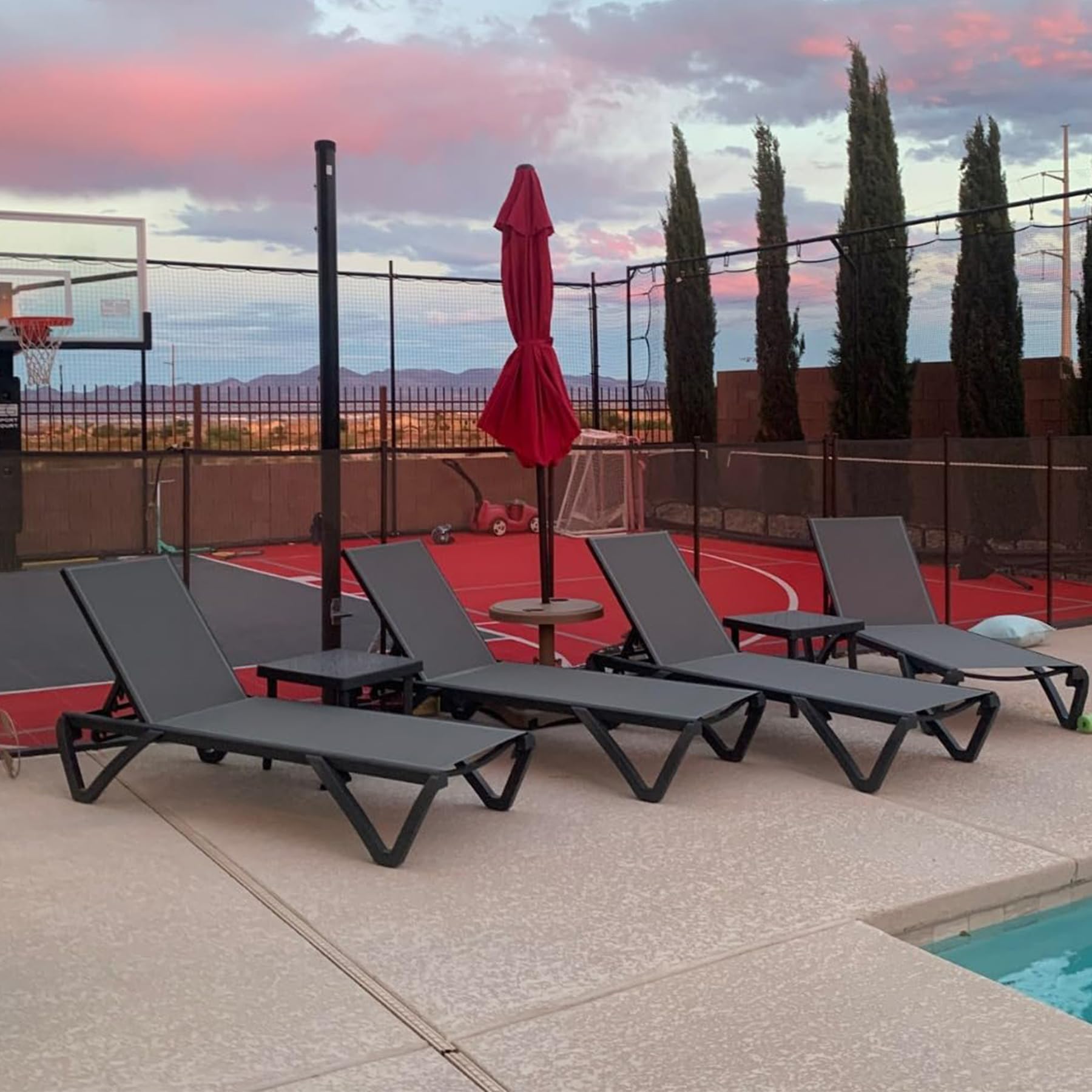 Adjustable Aluminum Pool Lounge Chair with Wheels - Outdoor Chaise for Beach, Poolside & Patio