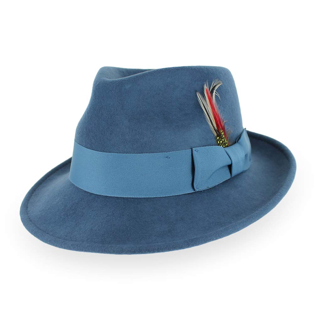 Crushable Wool Fedora Hat - Stain Resistant for Men & Women | Black, Grey, Navy, Brown, Pecan | Casual & Dress Wear