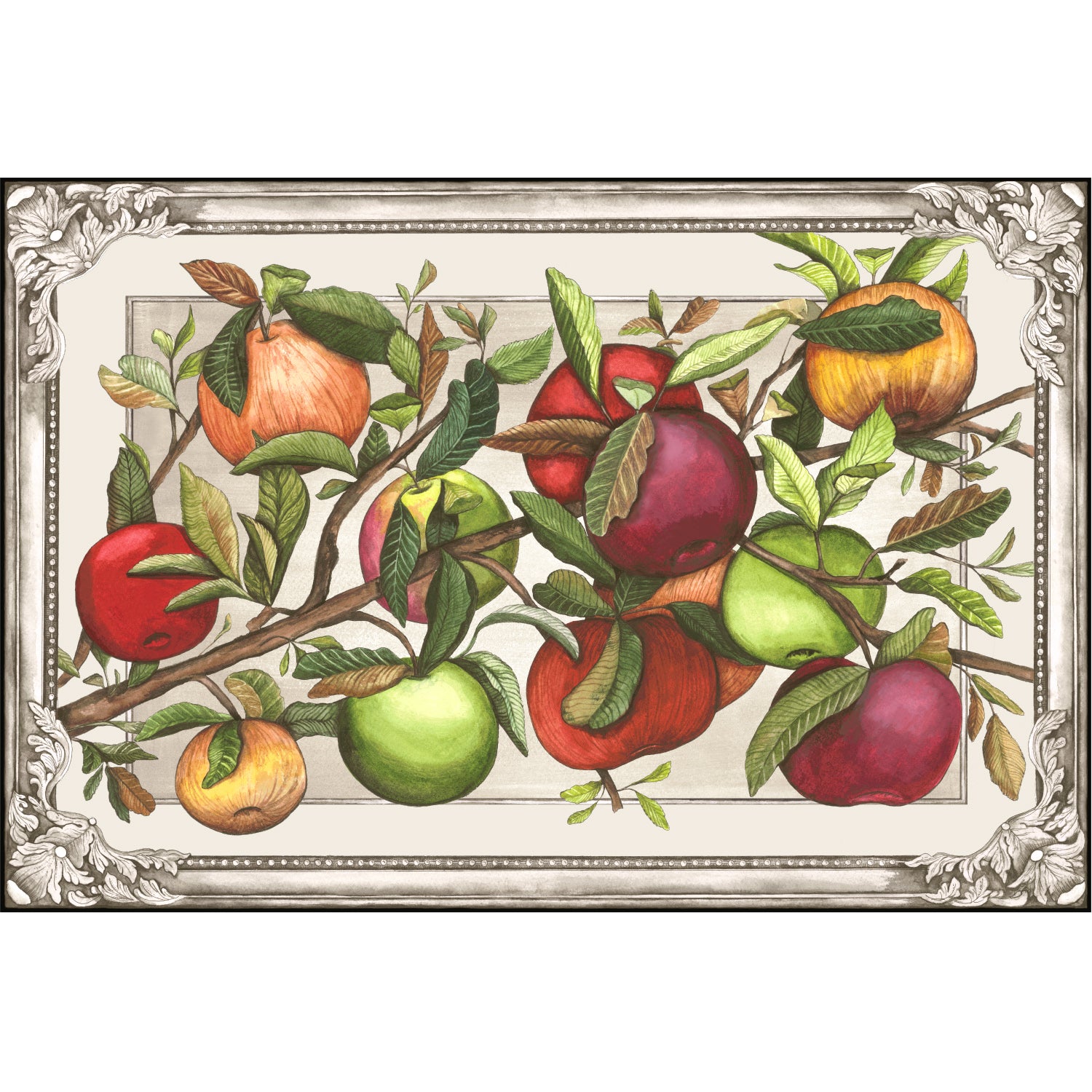 Premium Heirloom Apples Cotton Placemat Set of 4 - Vintage Farmhouse Table Decor for Dining Room, Kitchen, and Holiday Gatherings