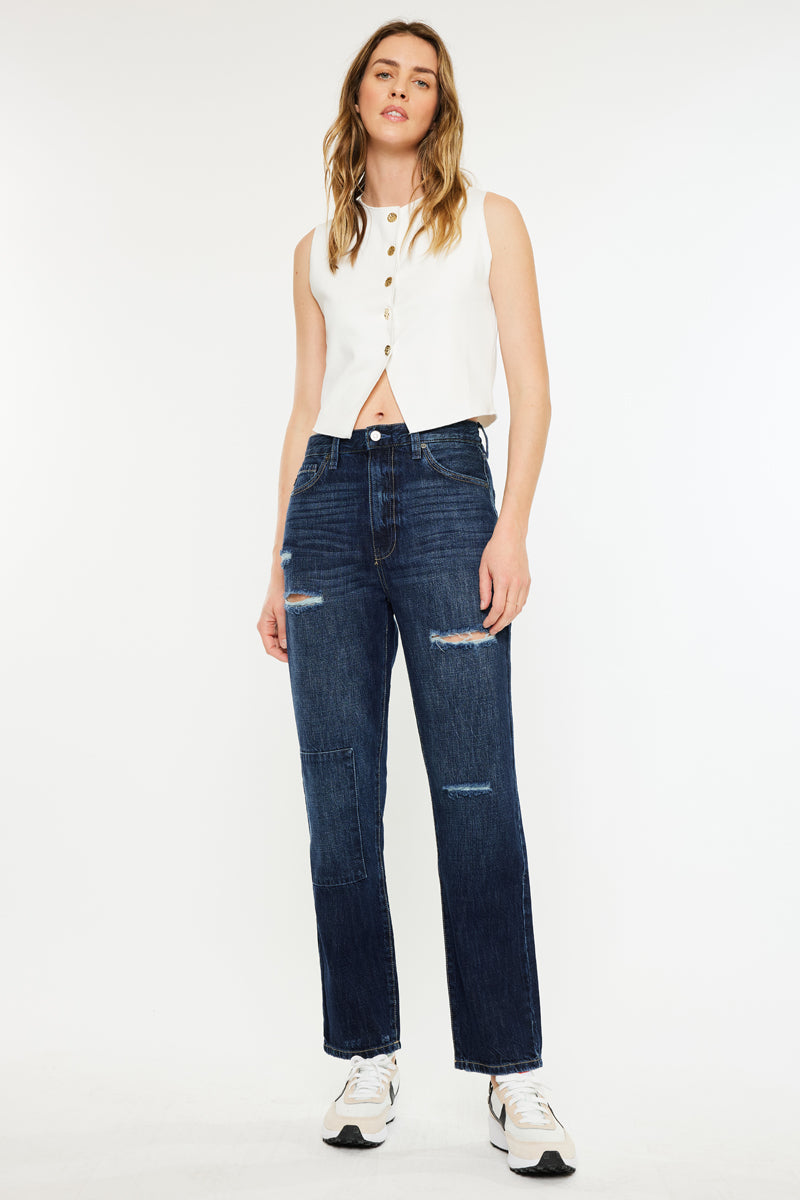 Fox Ultra High Rise 90's Boyfriend Jeans for Women - Vintage Distressed Denim Pants | Perfect for Casual Outfits, Street Style & Retro Fashion Looks