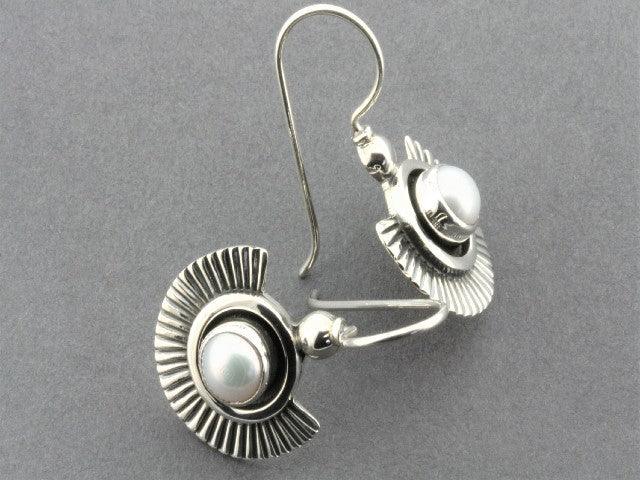 Elegant Pearl Fan Earrings for Women - Perfect for Weddings, Parties & Special Occasions