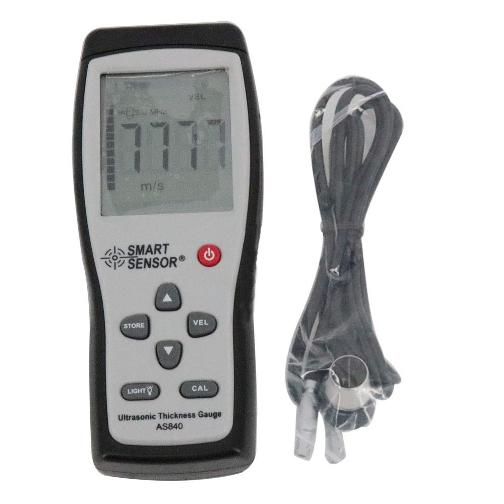 AS840 Digital Ultrasonic Thickness Gauge Tester Meter 1.2-225mm (0.05-8.86in) with 1000-9999m/s Velocity - Precision Metal, Plastic, Glass Thickness Measurement for Industrial, Marine, and Automotive Inspection