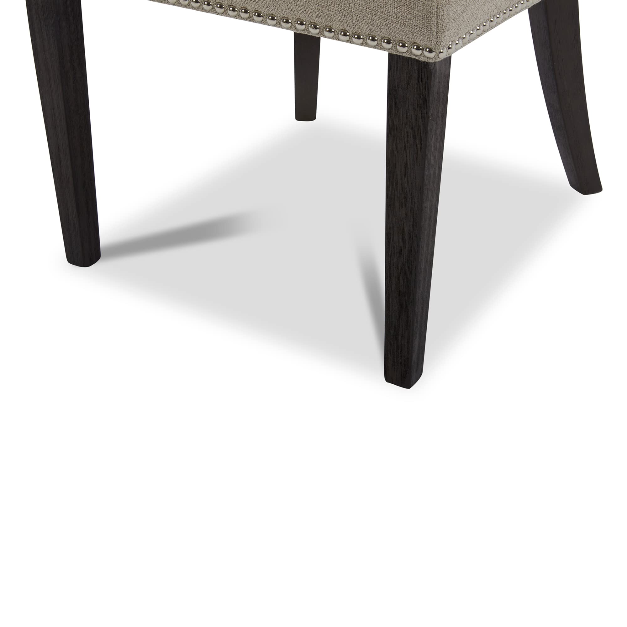 CHITA Farmhouse Dining Chairs with Nailhead Trim - Set of 2 Fabric Upholstered High Back Chairs in Flax Beige for Kitchen, Dining Room & Breakfast Nook