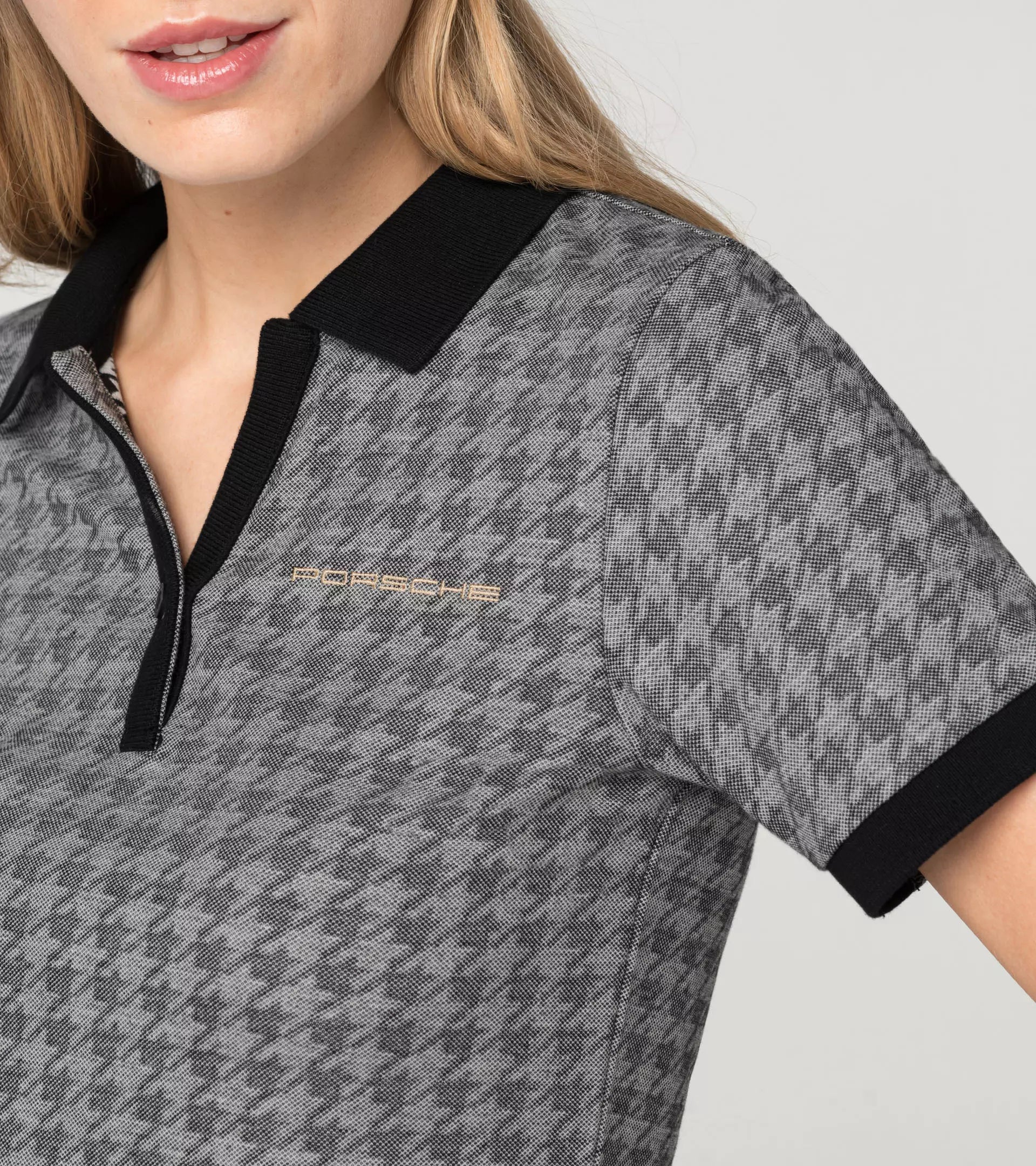 Porsche Heritage Houndstooth Women's Polo Shirt - Classic Style for Golf, Tennis & Casual Wear