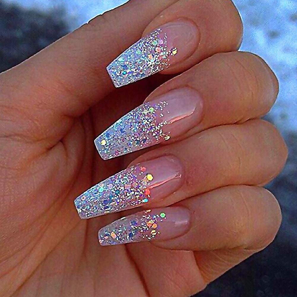 Holographic Nail Art Sequins Glitter Kit - 8 Boxes Metallic Shining Flakes for Nail Decoration | Silver & Rainbow Nail Glitter Powder Set | Perfect for Manicure, DIY Nail Art, and Professional Salon Use