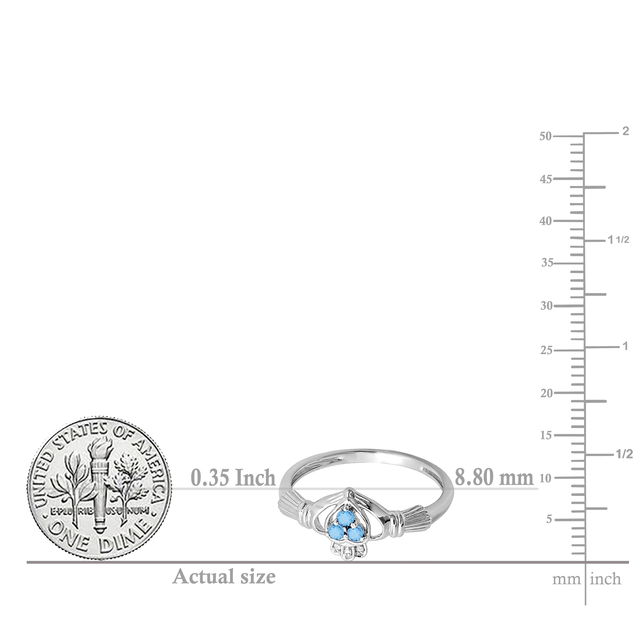 10K Solid Gold Claddagh Heart Ring for Women - Natural Blue Topaz & White Diamond Irish Love & Friendship Promise Ring | Wedding, Engagement, Anniversary Gift Idea