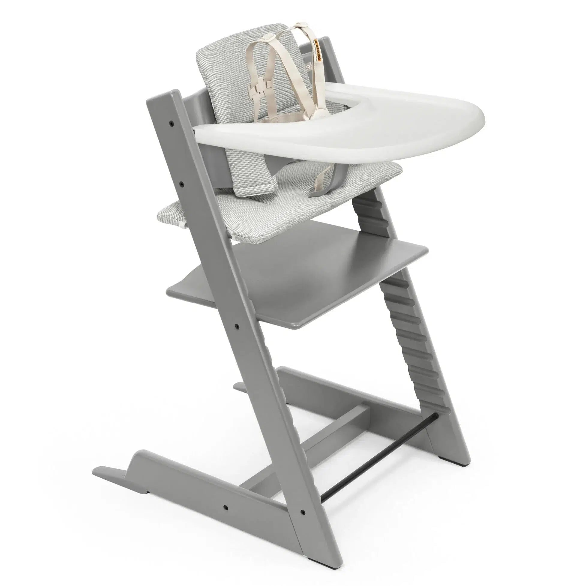 Stokke Tripp Trapp High Chair with Cushion & Tray - Storm Grey & Nordic Grey | Adjustable Baby Feeding Chair for Kitchen & Dining Room | Ergonomic Design for Toddlers & Infants
