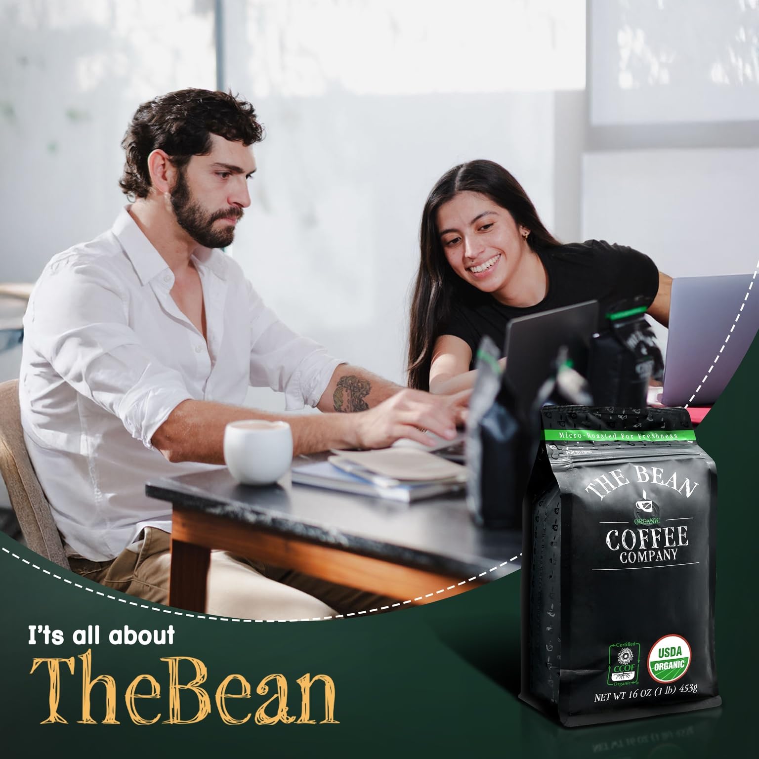 Organic Dark Roast Whole Bean Coffee - The Bean Coffee Company Christmas Blend (5 lb Bag) | Premium Holiday Coffee for Gifting, Family Gatherings & Cozy Winter Mornings