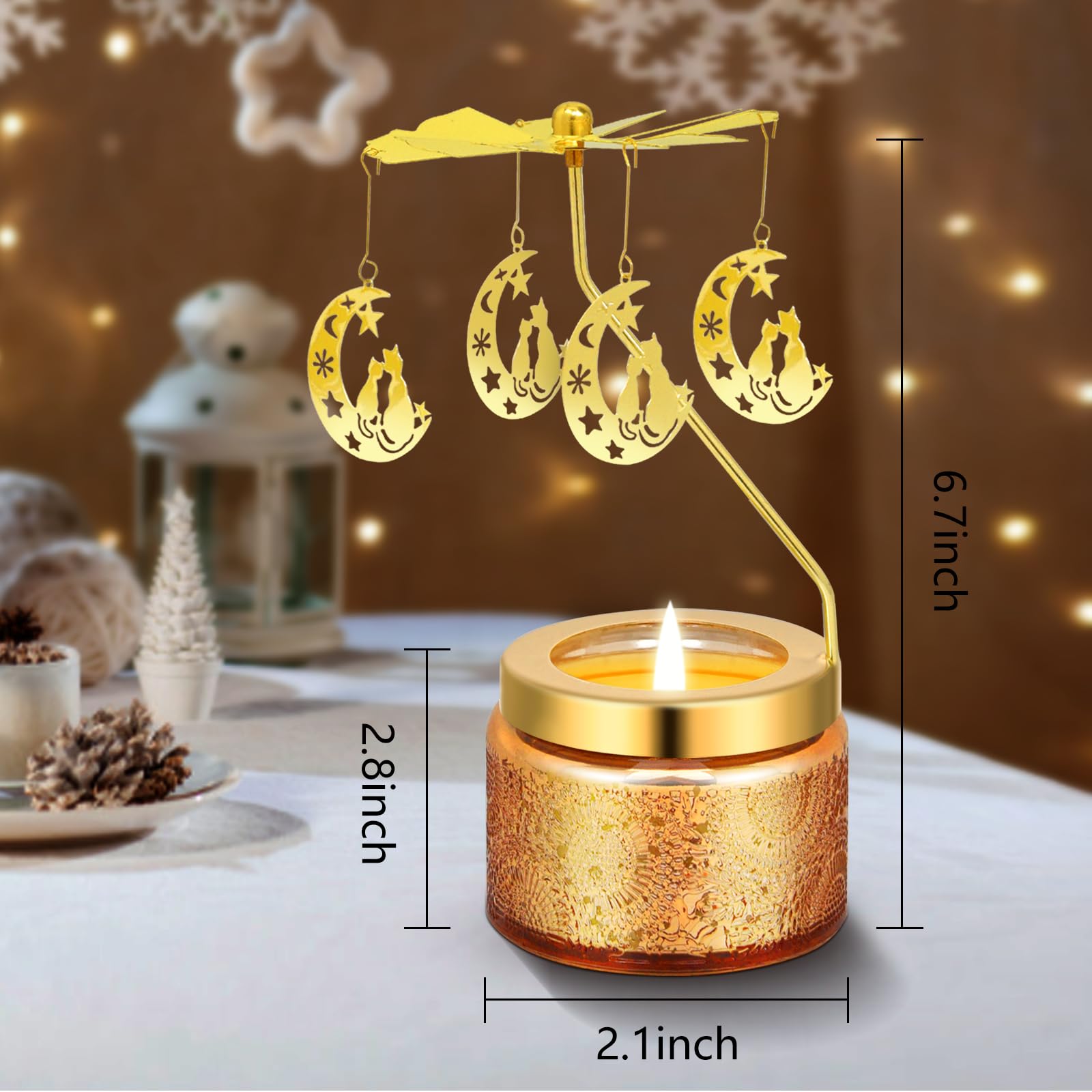 Rotating Scented Cat Candles Gift Set - Perfect for Birthdays, Christmas, Thanksgiving Gifts - Ideal Present for Mom, Sister, Girlfriend, Friends & Colleagues - Home Decor & Aromatherapy for Relaxation