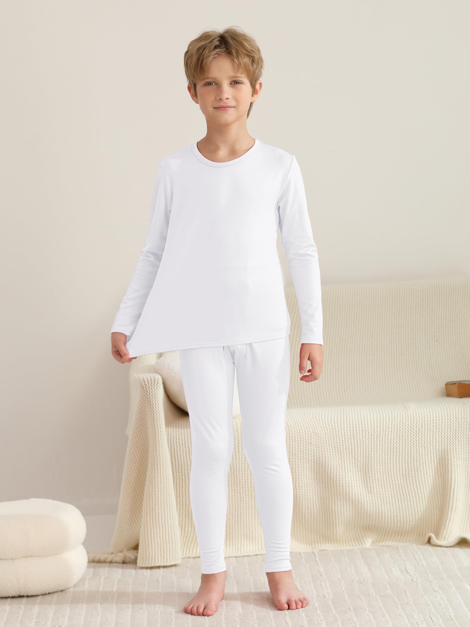 VZV 5-Pack Boys' Thermal Underwear Set - Fleece-Lined Winter Base Layer, Long Johns for Kids | Cold Weather Clothing for Outdoor Activities & Snow Sports