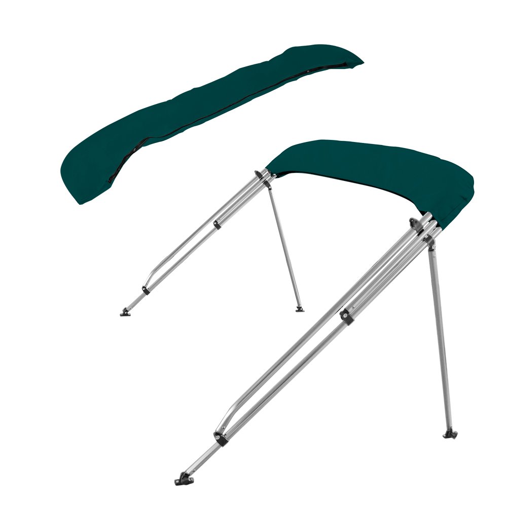 Premium MSC 3-4 Bow Bimini Top Boat Cover - 600D Solution Dyed Polyester with 2 Support Poles & 4 Adjustable Straps - UV Protection for Boats, Yachts, and Pontoon Watercraft