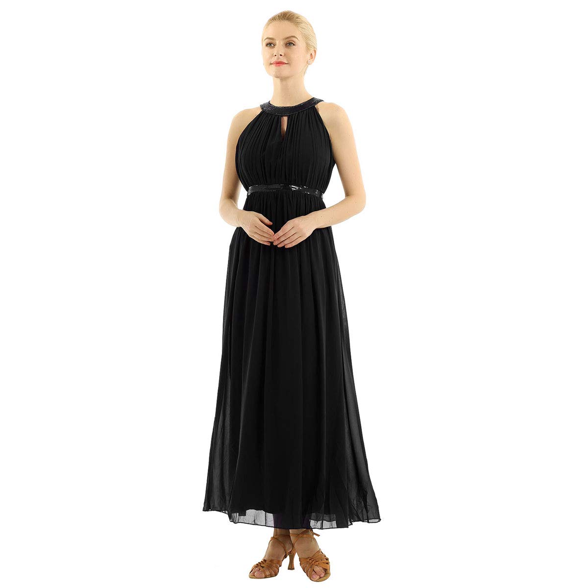 Elegant Sweetheart Chiffon Halter Bridesmaid Dress for Women - Long Formal Evening Gown for Prom, Wedding Party & Special Occasions