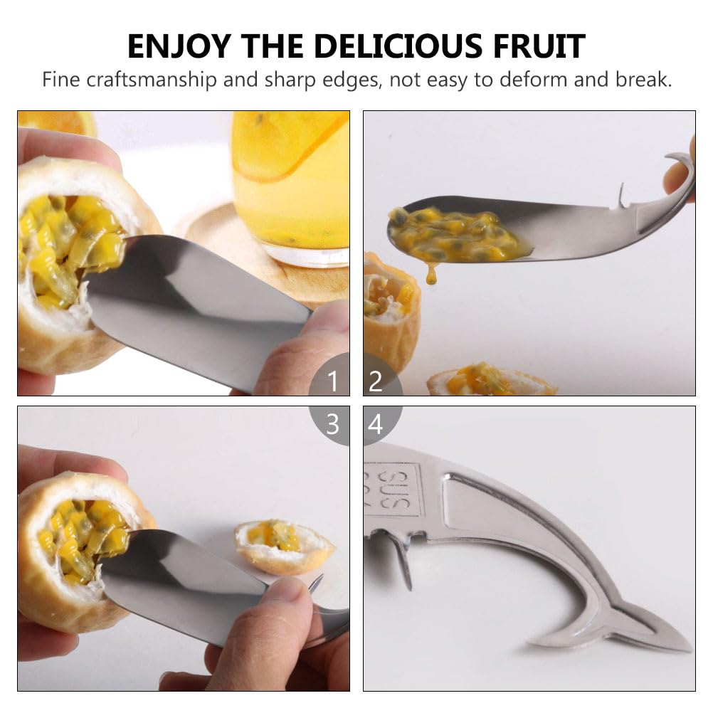 Premium 2-Pack Stainless Steel Passion Fruit Opener & Spoon - Easy Cut & Scoop Kitchen Tool for Passionfruit Lovers - Perfect for Smoothies, Desserts & Healthy Snacks