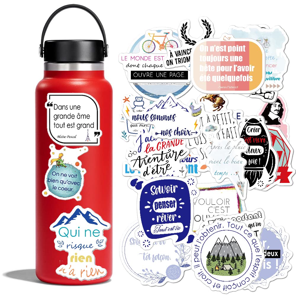 French Inspirational Quote Stickers for Teens, Adults, Kids & Teachers - Positive Motivational Decals for Planners, Journals, Scrapbooks, Water Bottles & Laptops - Perfect for School, Office & DIY Craft Projects