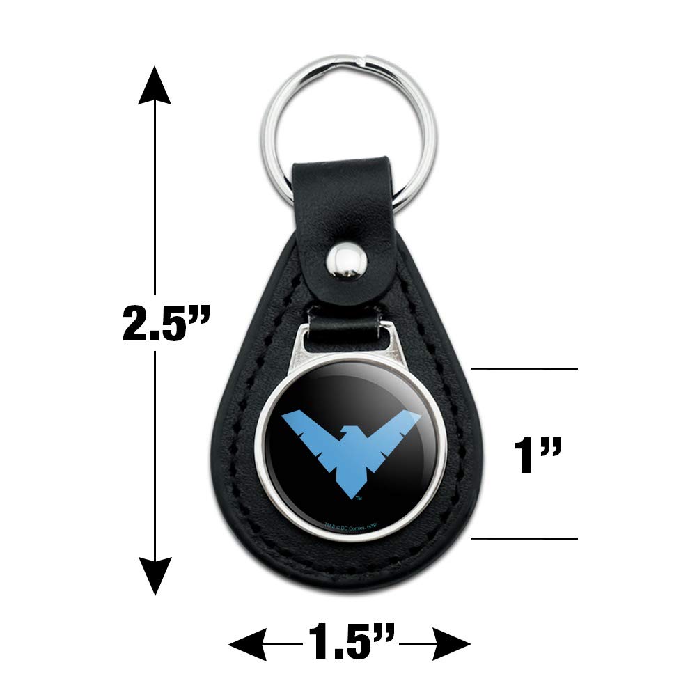 Batman Nightwing Logo Keychain - Genuine Black Leather Superhero Keyring for Fans, Collectors & Gifts | Perfect for Cosplay, Comic Con & Batman Merchandise