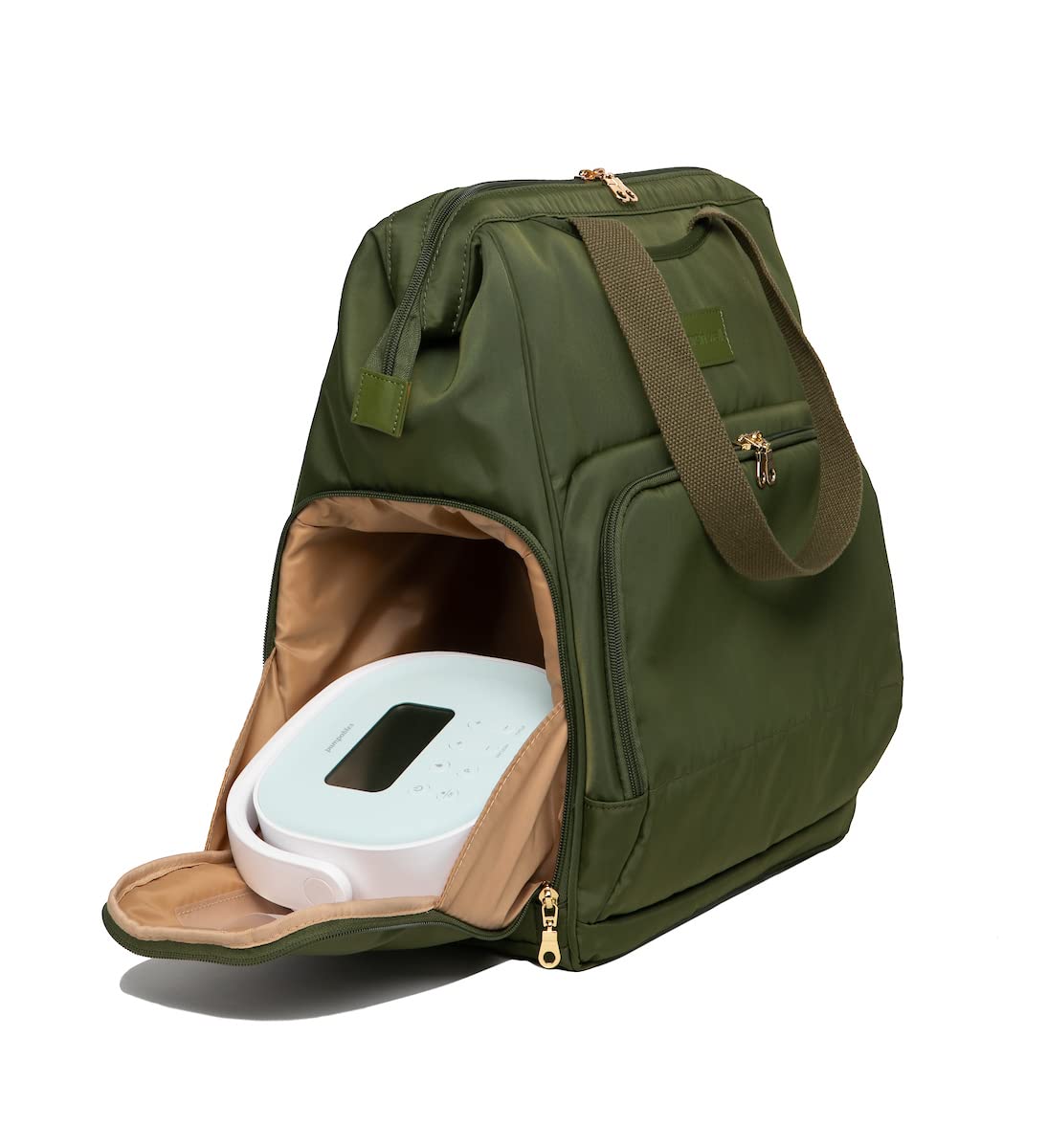 Sarah Wells Norah Breast Pump Backpack - Olive Green, Stylish & Functional Diaper Bag for Working Moms, Perfect for Office, Travel & On-the-Go Pumping