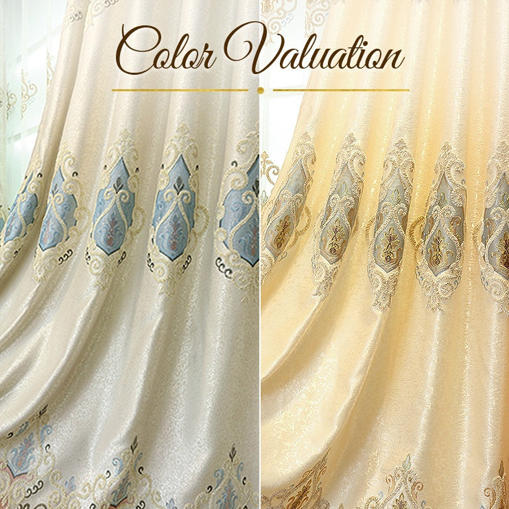 Luxury Two-Layer French Embroidery Blackout Curtains - Custom Made for Bedroom & Living Room - Elegant Home Decor for Light Blocking & Privacy