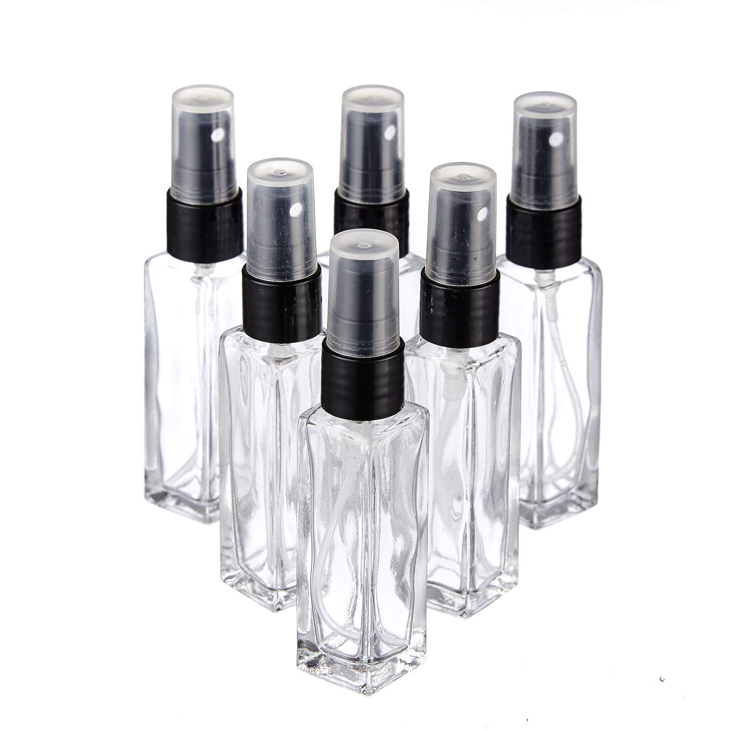 GRN 8ML Refillable Perfume Bottles Set of 6 - Clear Glass Spray Bottles for Essential Oils, Aromatic Water & Fragrance Blends | Travel-Friendly Mini Perfume Atomizers for Purse, Gym Bag & Home Use