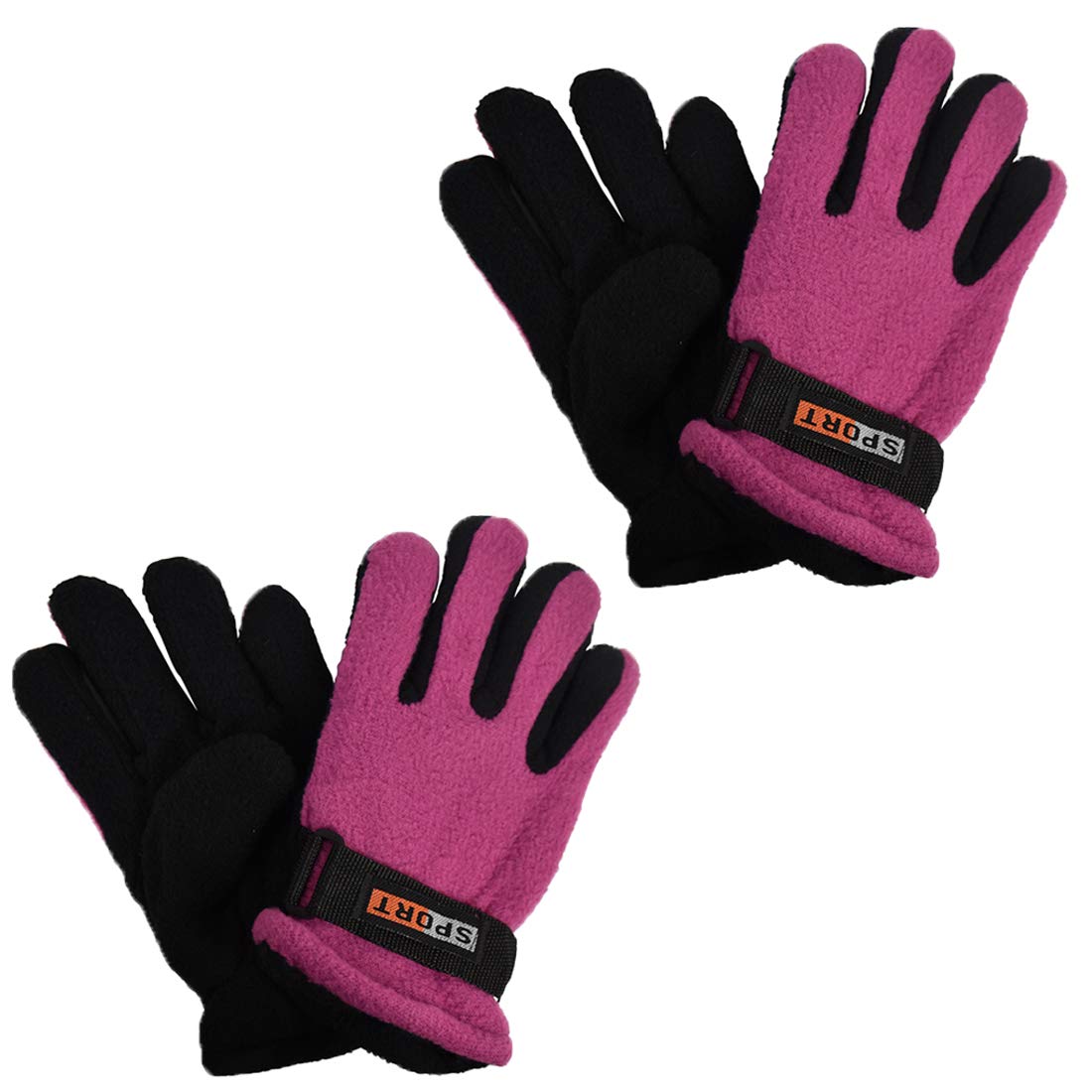Kids Polar Fleece Gloves - Warm Winter Set of 2 for Outdoor Play & Snow Activities