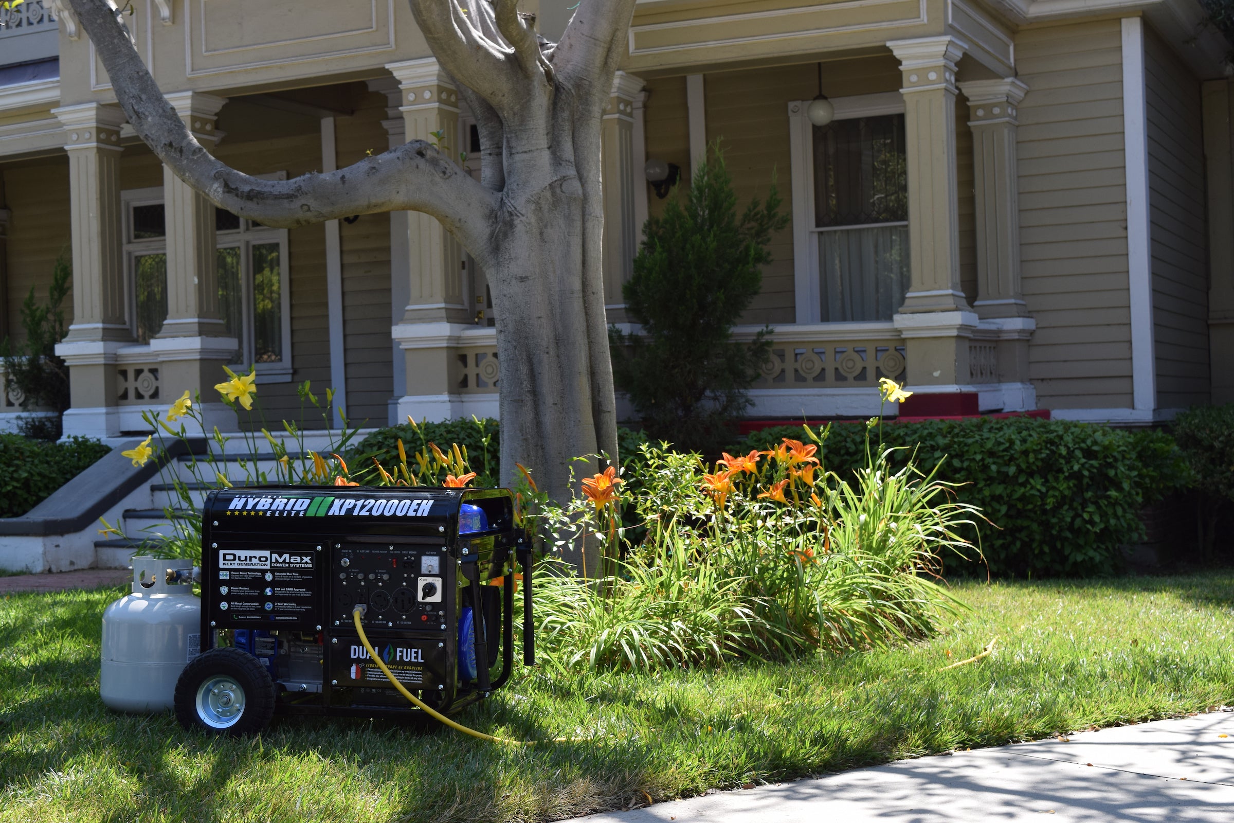 12,000 Watt Dual Fuel Portable Generator - Gas & Propane Powered for Home Backup, Camping & Outdoor Use
