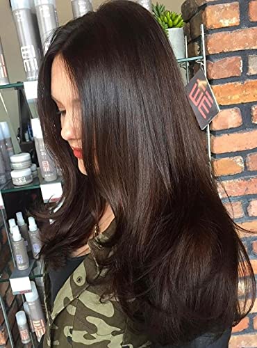 Natural Feel Straight Silky Synthetic Hair Extensions for Women & Girls - 5 Clip-in Dark Brown Hairpieces | Perfect for Daily Styling, Parties & Special Occasions