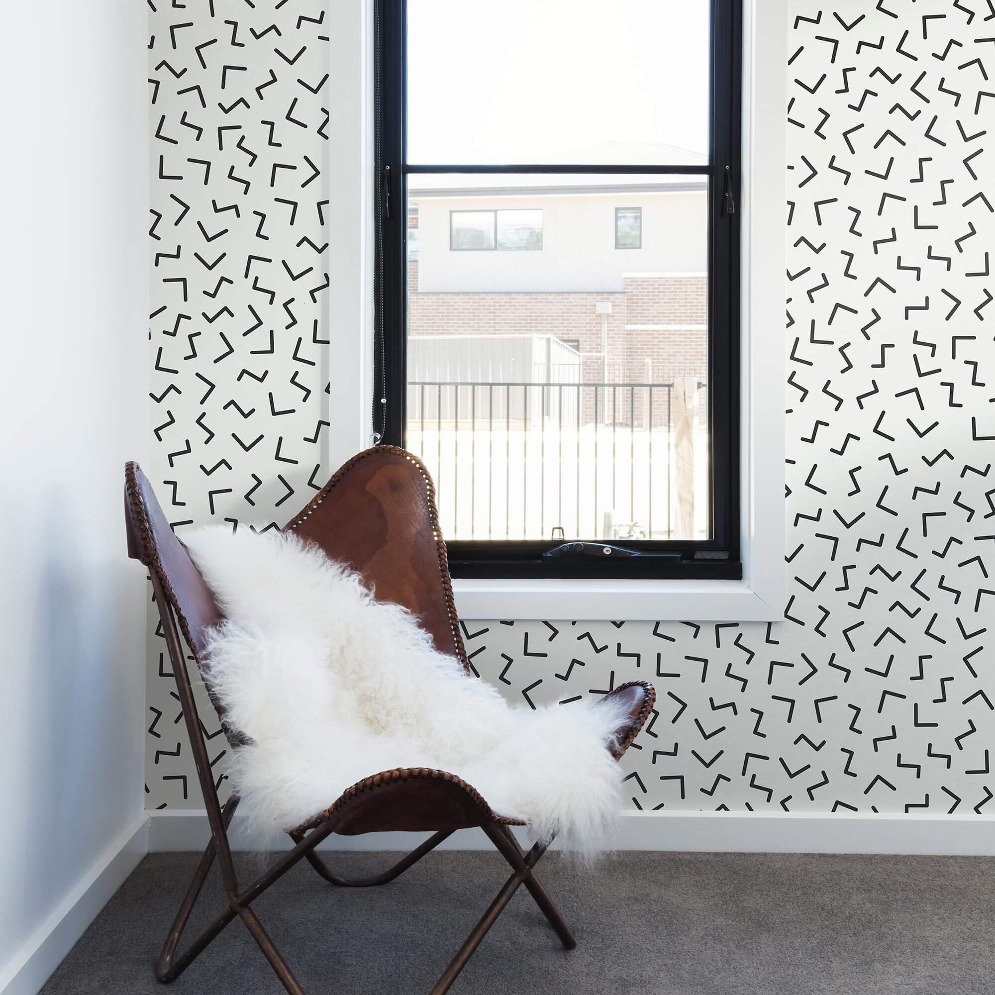 Black Lines Peel and Stick Removable Wallpaper - Self-Adhesive Wall Decor for Bedroom, Living Room, Office - Easy to Install & Remove - 9008 Design