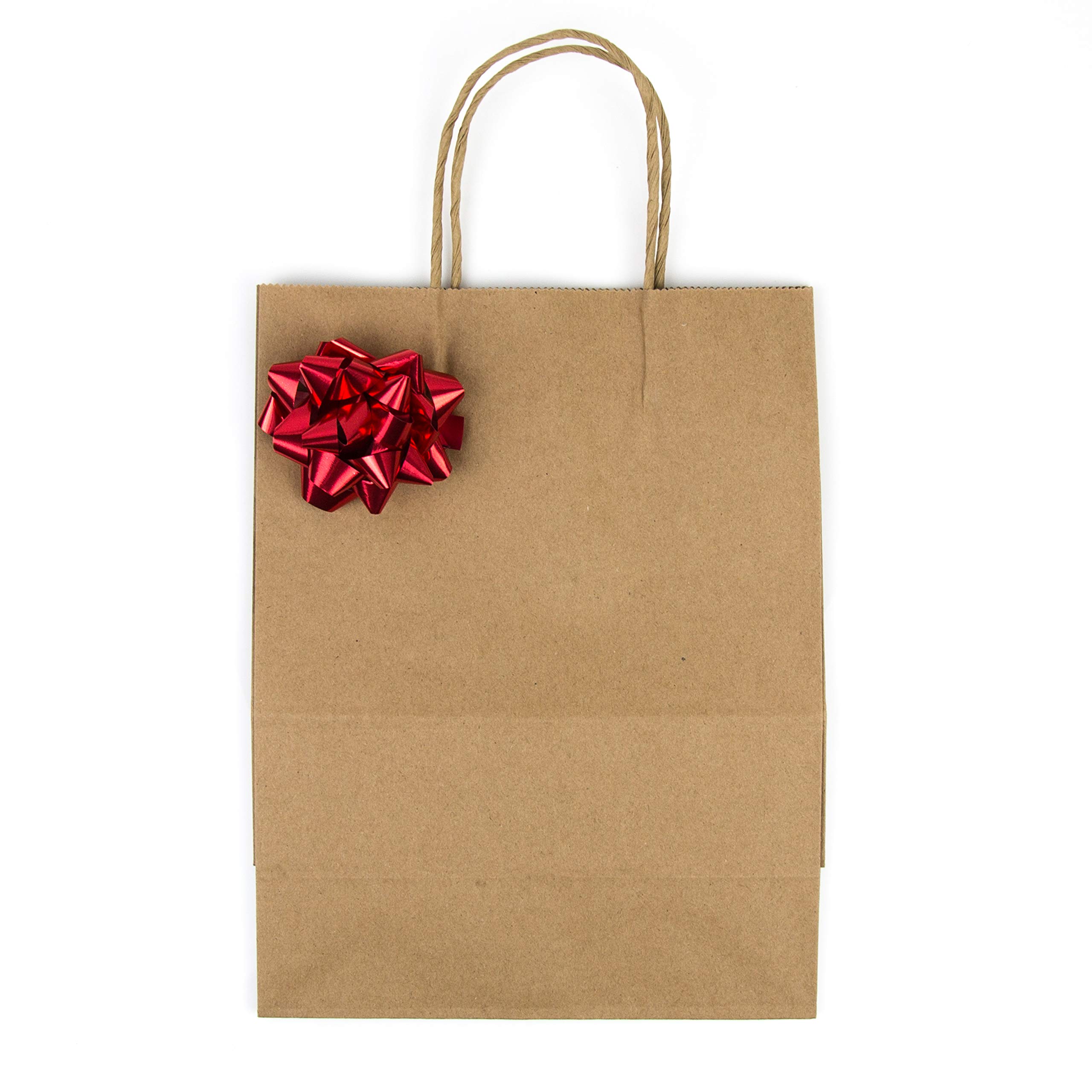 QUIDDITY WARE 300 Pack Brown Kraft Paper Bags with Handles - 8x4.5x10.5 Inches Bulk Gift Bags for Weddings, Parties, Shopping & Retail | Eco-Friendly Packaging for Stores, Events & Gifts