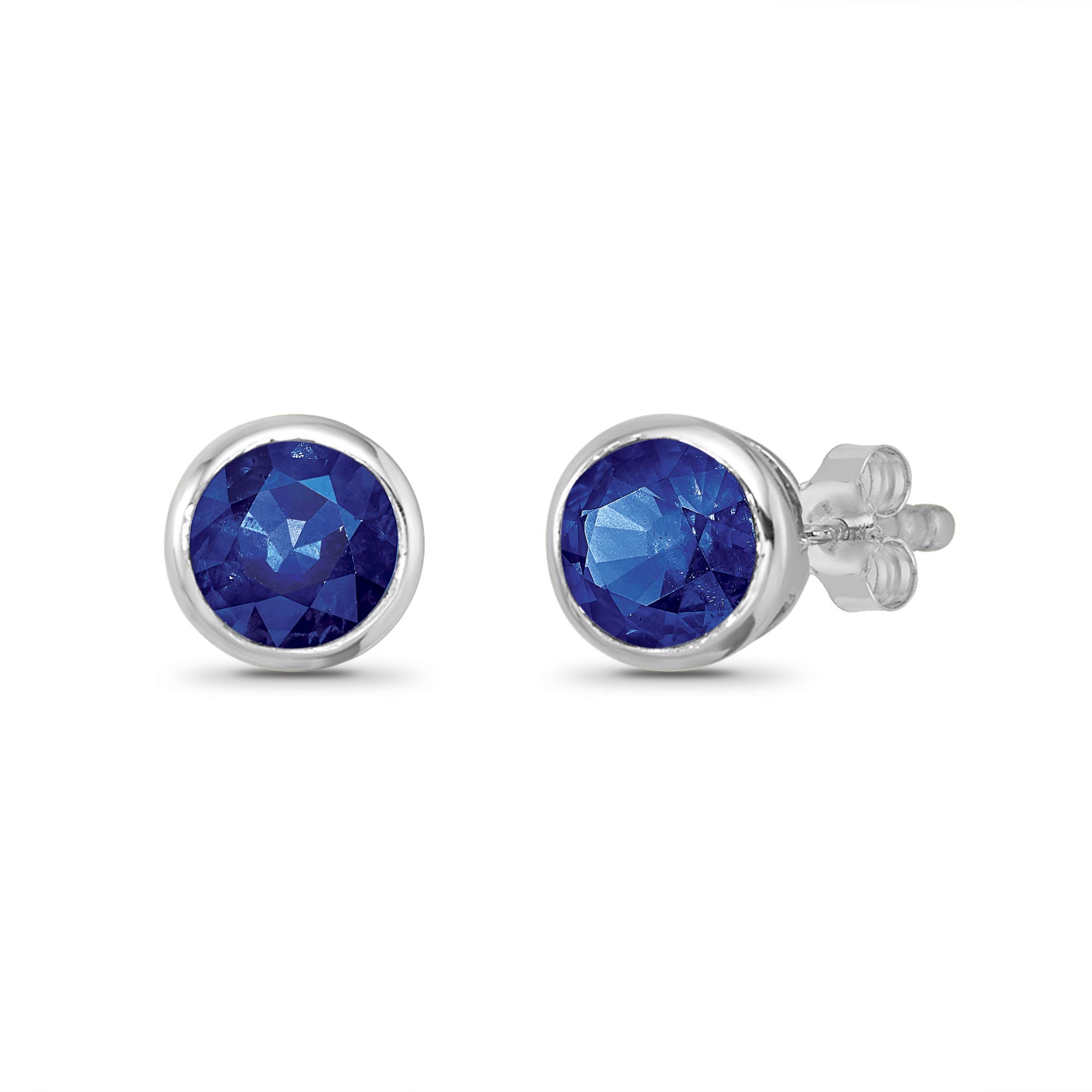 14K Sterling Silver Blue Sapphire Solitaire Stud Earrings for Women – Elegant Jewelry Gift for Birthday, Anniversary & Special Occasions
