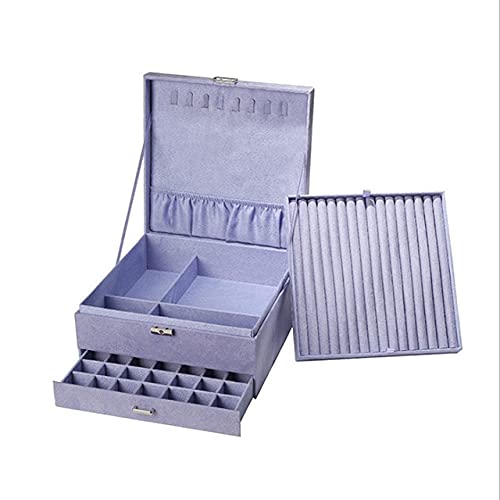 Luxury Velvet Jewelry Organizer Box - Large Capacity Storage for Necklaces, Rings, Earrings & Watches - Elegant Light Purple Jewelry Case - Perfect for Travel, Gift Giving & Home Decor