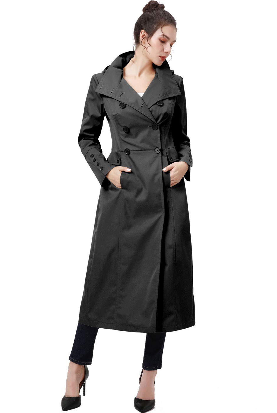 BGSD Women's Waterproof Hooded Maxi Long Trench Coat - Winter Raincoat for Women, Plus Size & Regular Fit, Perfect for Outdoor Activities, Commuting & Travel