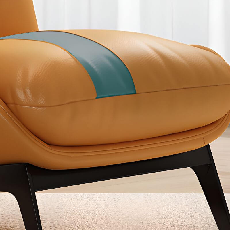 Minimalist Striped Side Chair with Cushion Back - Gray/Auburn/Citrus Reclining Accent Chair for Living Room, Bedroom or Office
