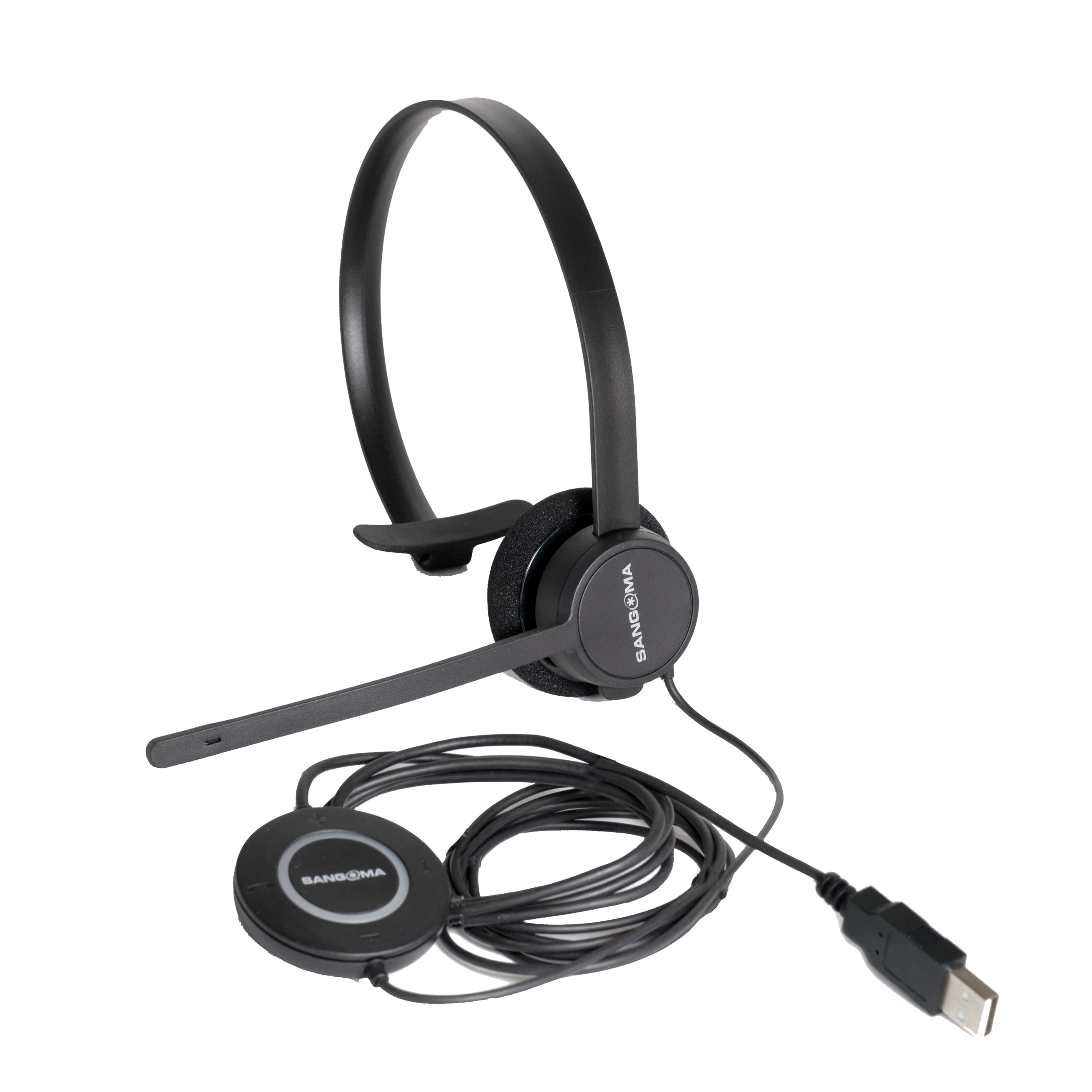 Sangoma HC100 USB-A Monaural Over-The-Head PC Headset with Noise-Canceling Mic - Perfect for Call Centers, Online Meetings & Remote Work