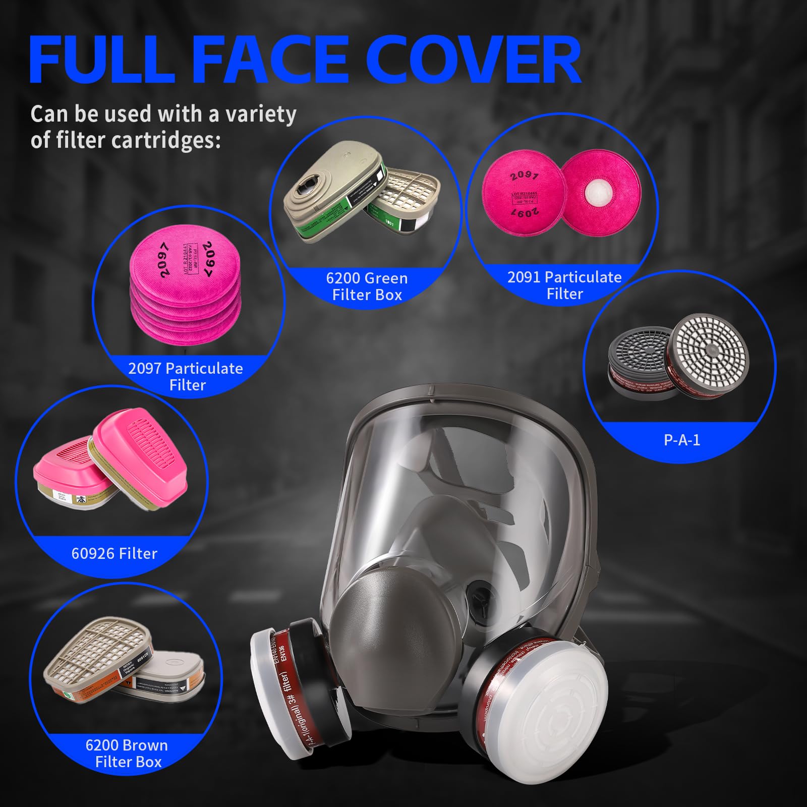 Full Face Gas Mask - Reusable Respirator for Nuclear & Chemical Survival | Emergency & Outdoor Use