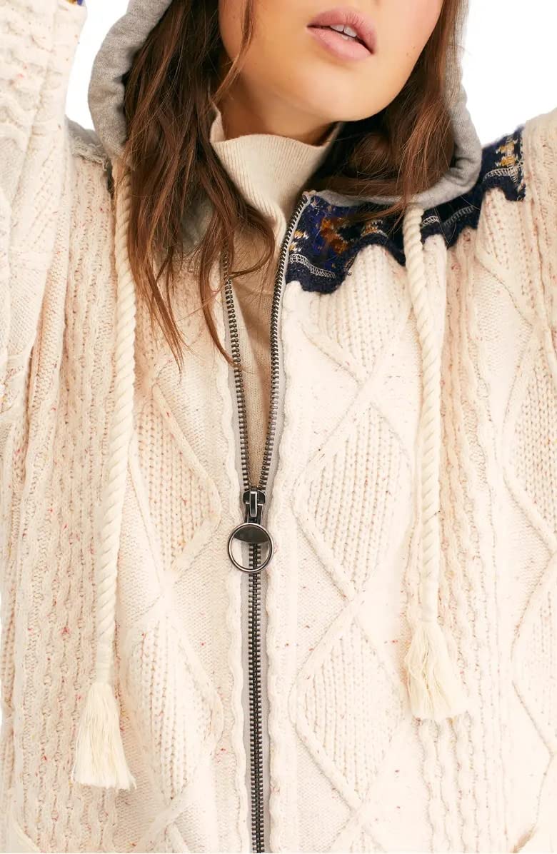 Free People Capture The Moment Hooded Sweater with Zipper - Cozy Pullover for Women, Casual Fall & Winter Fashion, Perfect for Layering or Outdoor Adventures