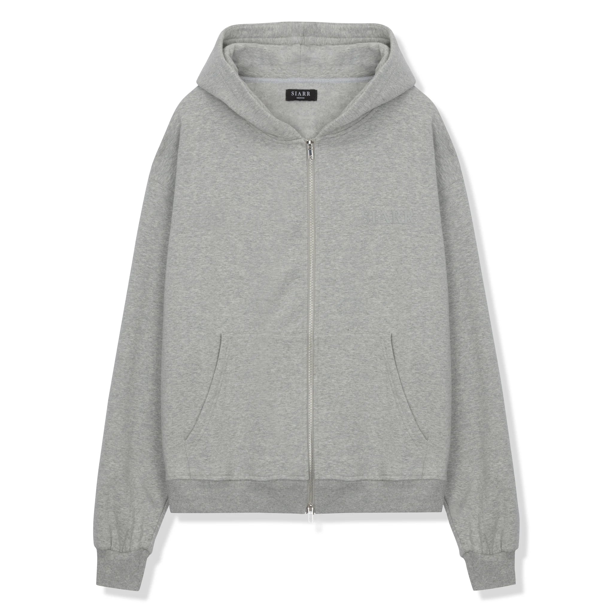 SIARR Light Grey Zip Up Hoodie for Men & Women | Soft Fleece Pullover with Front Pockets | Casual Streetwear for Outdoor Activities, Gym & Lounge