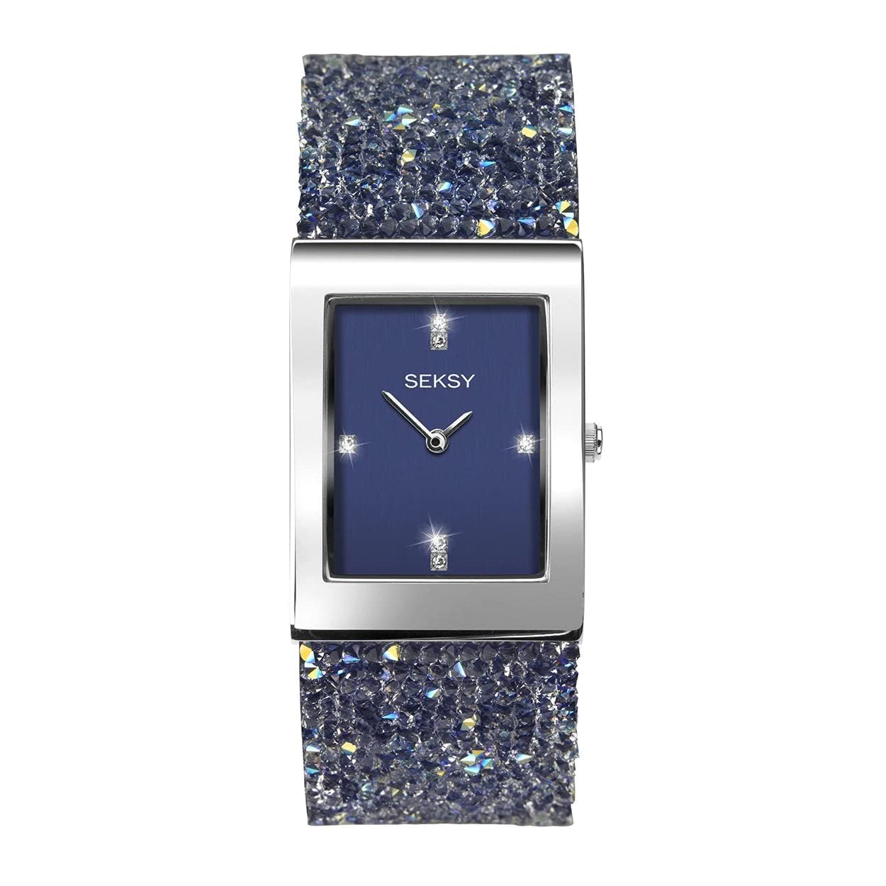 Seksy Women's Swarovski Crystal Bracelet Watch - Luxury Water Resistant Adjustable Wristwatch with Genuine Swarovski Crystals - Perfect for Parties, Weddings & Special Occasions