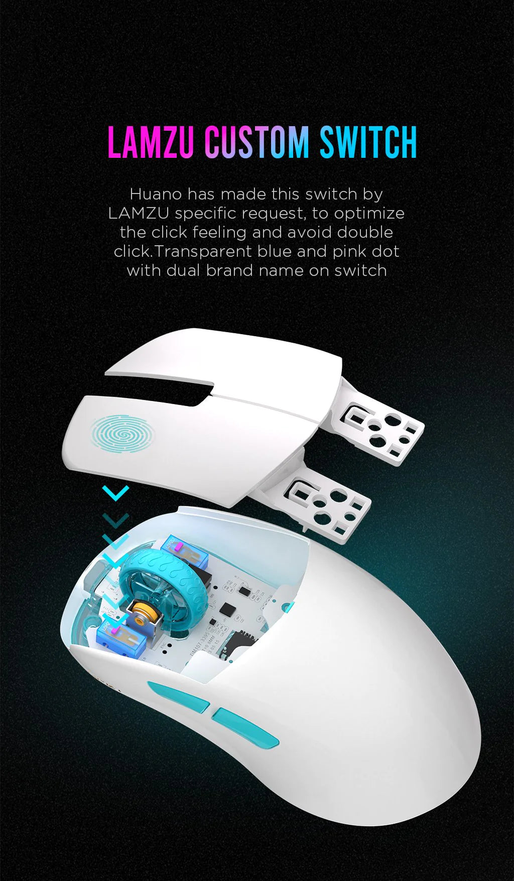 Lamzu Atlantis Mini Pro Wireless Gaming Mouse - 4K Compatible, Lightweight, Ergonomic Design for FPS & MOBA Games - Polar White - Perfect for Esports & Competitive Gaming