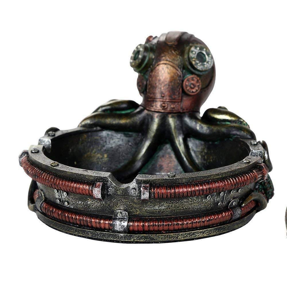 Steampunk Octopus Ashtray - Victorian Nautical Decor for Home & Office - Unique Naval Figurine for Smoking Accessories & Ocean-Themed Interior Design