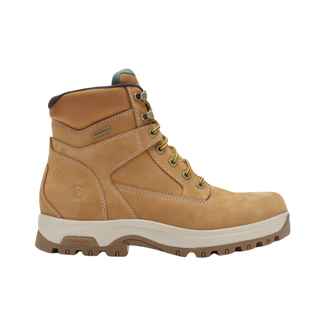 Men's 8000 Works 6-Inch Waterproof Plain Toe Work Boots - Wheat Nubuck Leather, Wide 6E Width - Ideal for Construction, Hiking & Outdoor Work