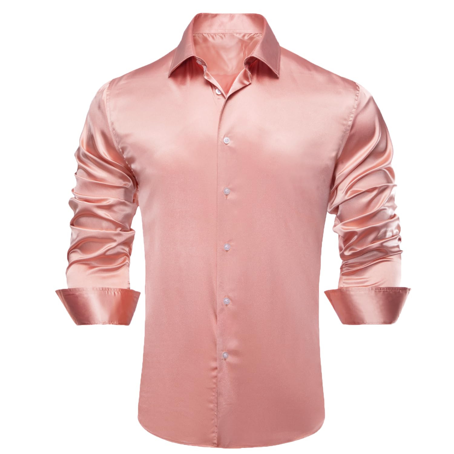 Premium Satin Men's Dress Shirts - Long Sleeve Formal Button Down Shirt for Business, Wedding & Party - Classic Fit Comfortable Office Wear