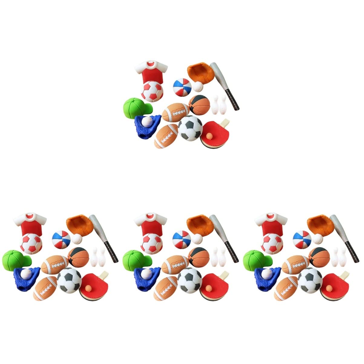 Football Basketball Rugby Erasers - 4pcs Sport Pencil Erasers for School & Office