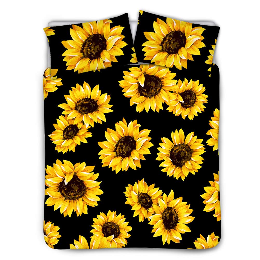 BIGCARJOB Modern Sunflower Quilted Coverlet Set - 3 Piece Twin Size (68x88 Inches) with 2 Pillow Shams & Ultra-Soft Beige Comforter Cover | Bedroom Decor, Guest Room, Dorm Essentials