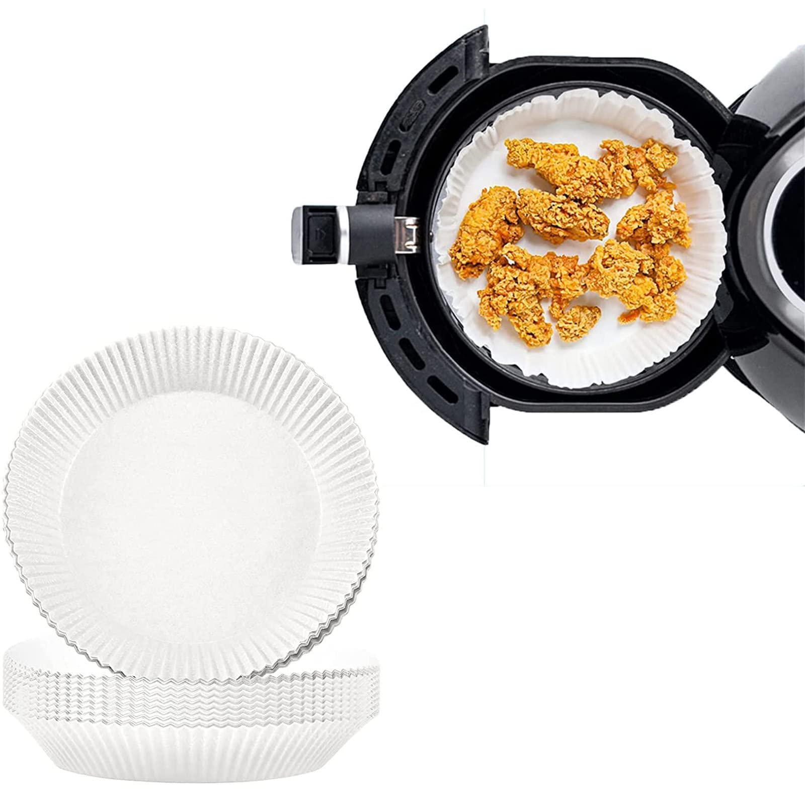 Non-Stick Air Fryer Liners - 150pcs 6.3 Inch Disposable Round Parchment Paper for Baking, Roasting & Steaming - Oil Proof Microwave Safe Baking Sheets for Healthy Cooking | Perfect for Air Fryers, Microwaves & Food Prep