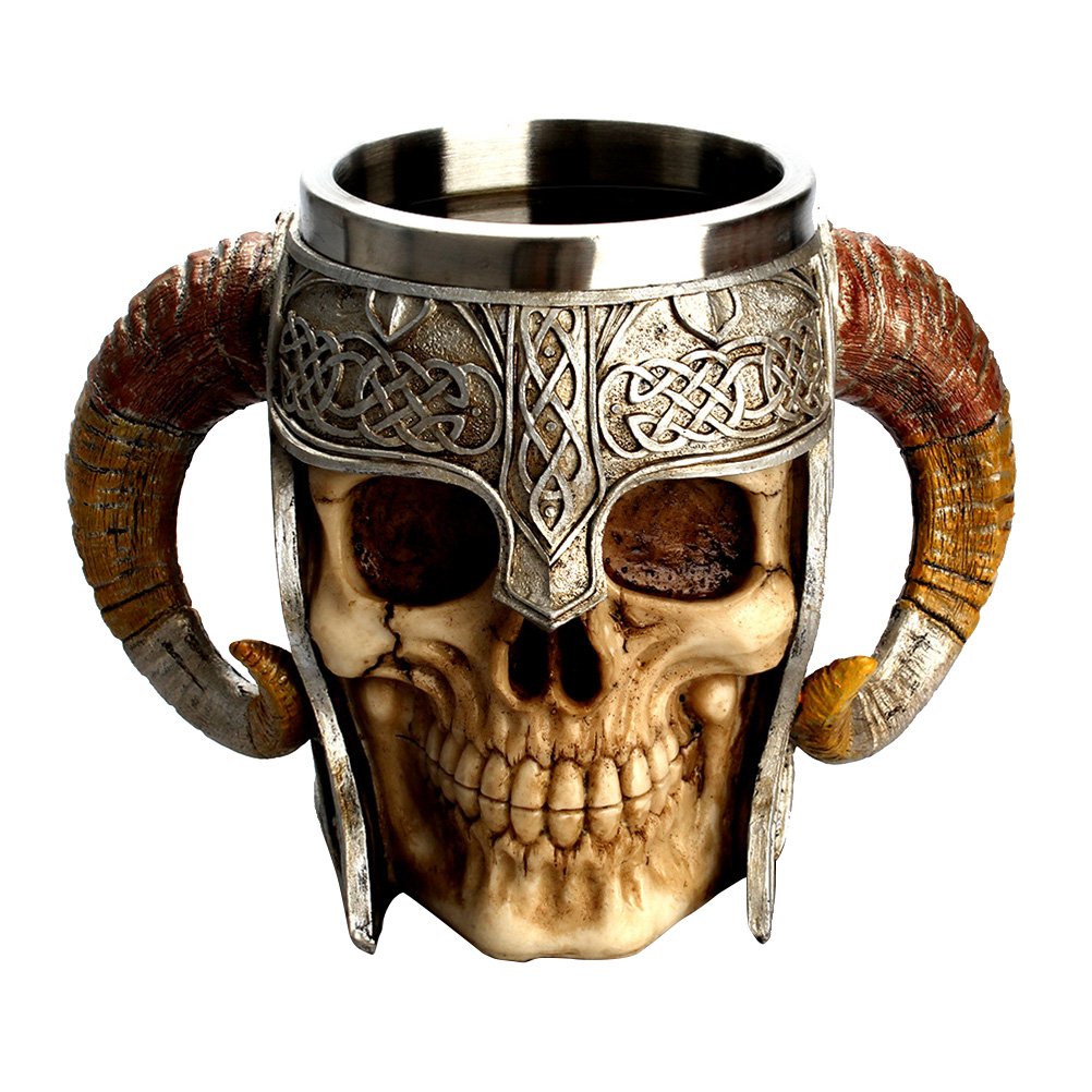 3D Skull Coffee Mug - Stainless Steel & Resin Horror Tankard for Halloween, Bar Parties, Gothic Decor - Perfect for Spooky Celebrations & Themed Events