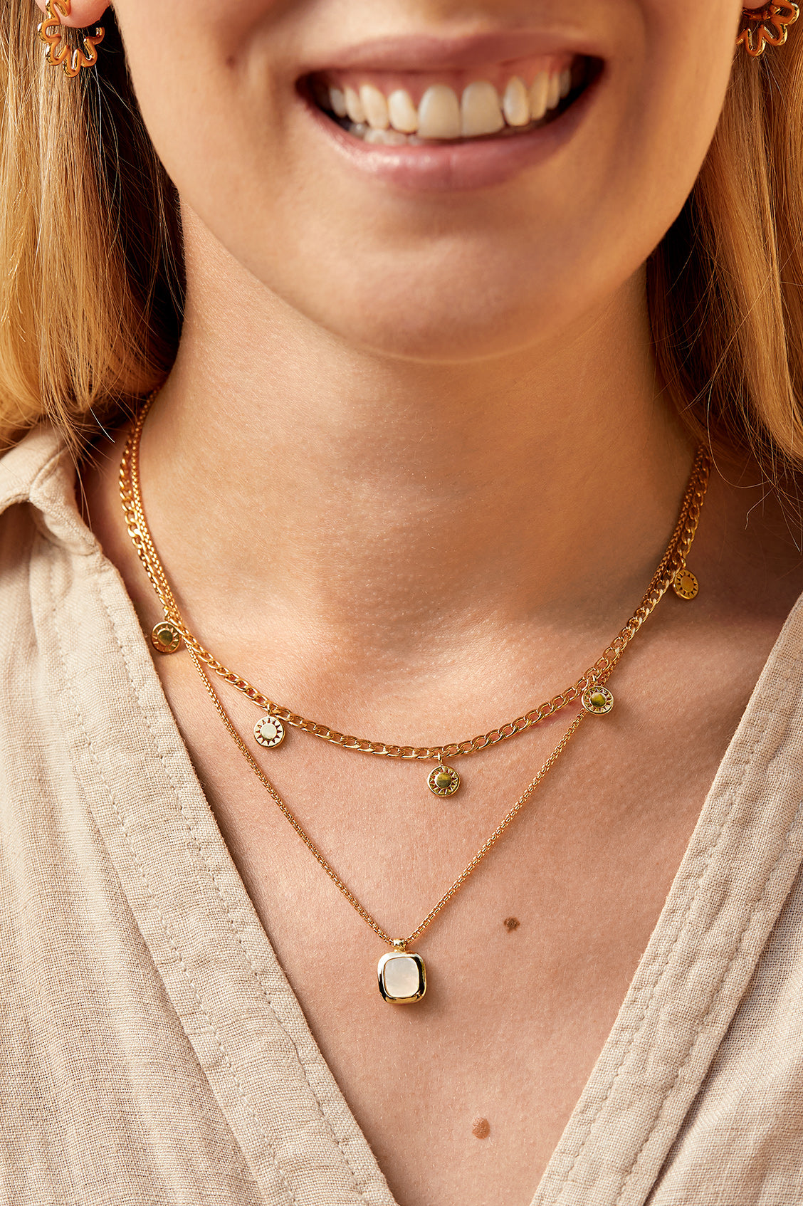 Sun Charms Necklace - Dainty Solar Pendant Jewelry for Women | Perfect for Beach Vacations, Summer Outfits & Boho Fashion