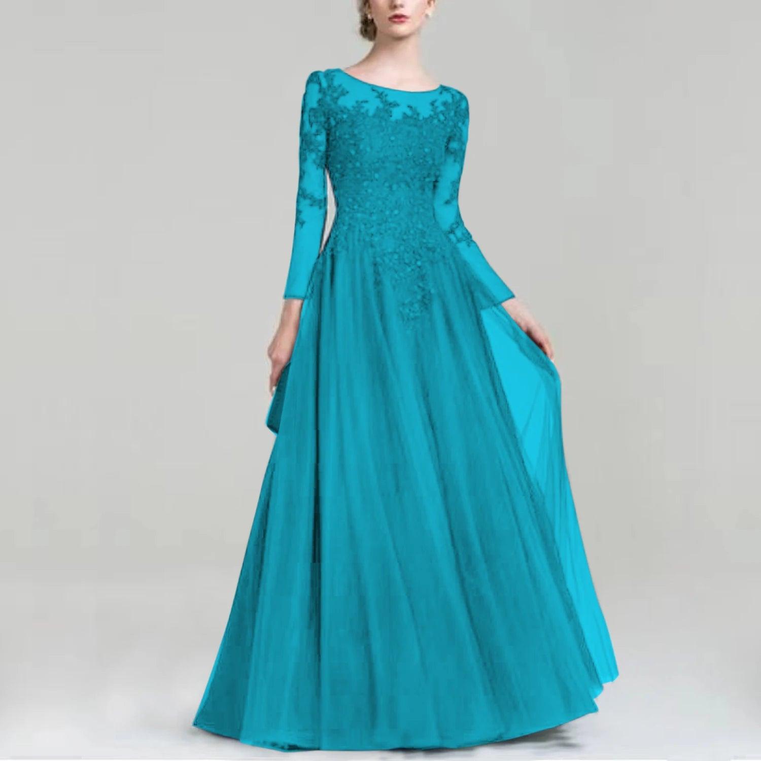 Elegant Tulle Scoop Neck Mother of Bride Dress with Sparkling Sequins - Perfect for Weddings, Formal Events & Special Occasions