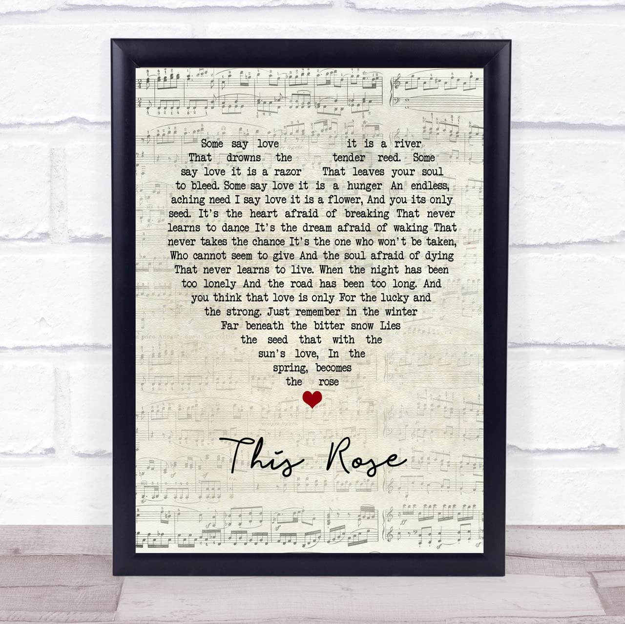 Romantic Rose Script Heart Quote Song Lyric Wall Art Print - Perfect for Bedroom, Living Room Decor & Valentine's Day Gifts