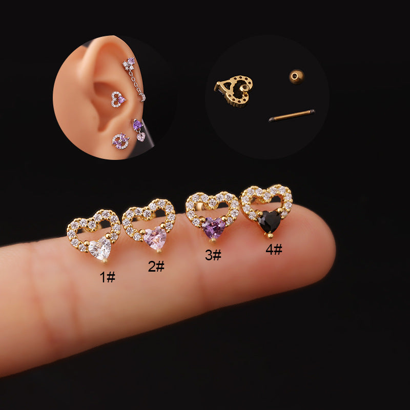 20G CZ Heart Conch Daith Earrings Stud - Hypoallergenic Surgical Steel Cartilage Piercing Jewelry for Women | Perfect for Everyday Wear, Special Occasions & Gift Giving