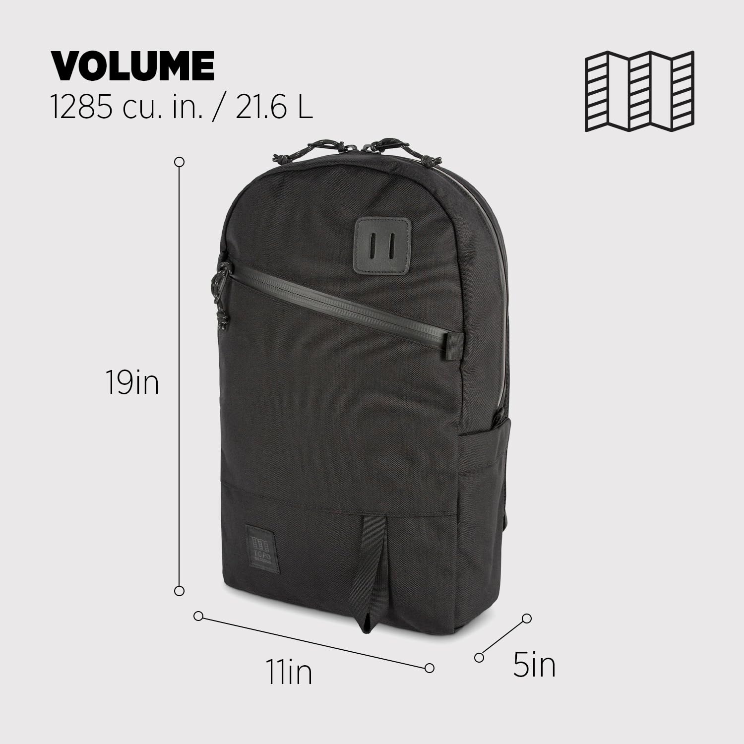 Topo Designs Daypack Tech Backpack - Black - One Size - Durable & Lightweight for Hiking, Travel & Everyday Use